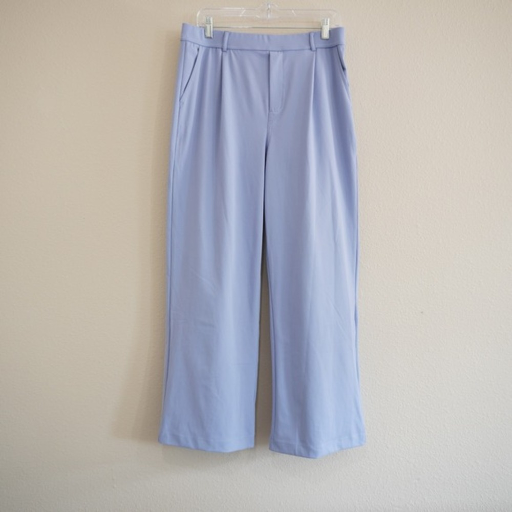 Halara High Waisted Wide Leg Pleated Trousers Periwinkle Blue Size L Regular NWT